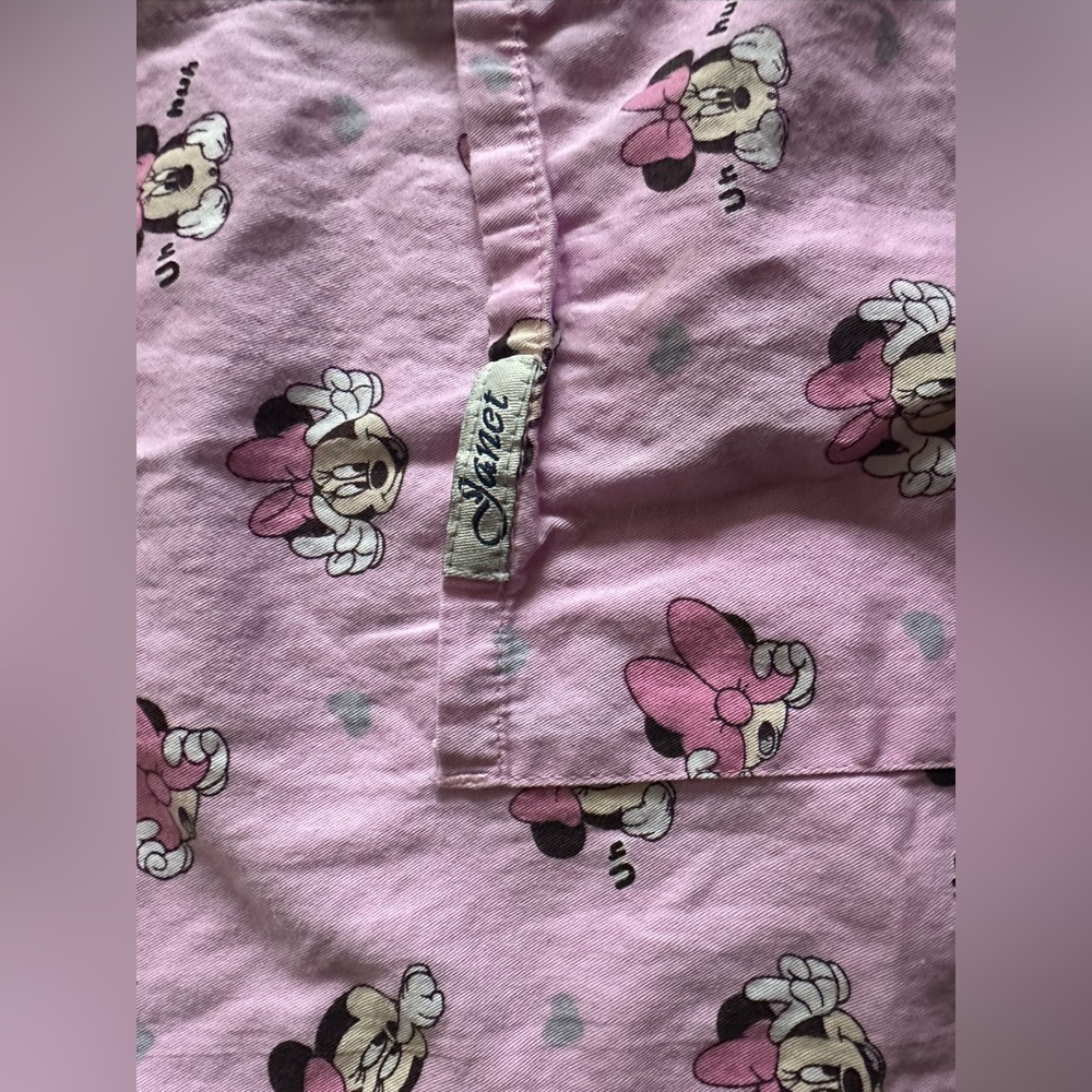 Vintage Pink Minnie Mouse Cotton Top Cartoon Print | Size L | Pre-Loved Scrubbed - Picture 2 of 8